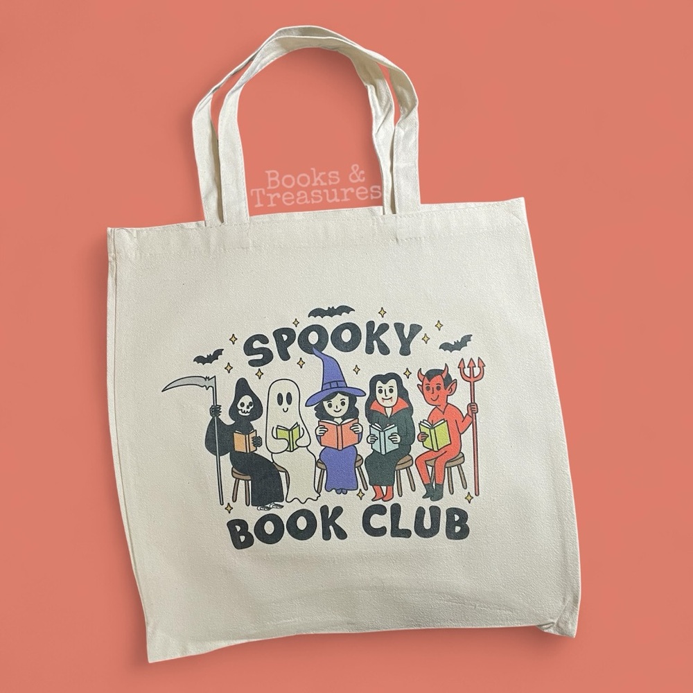 Spooky Book Club Tote Bag - Cute Halloween bookish tote bag book lover gift